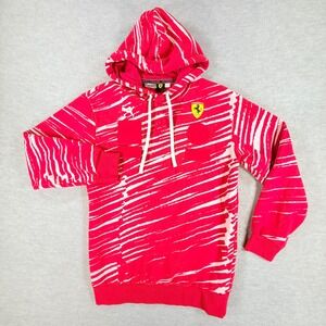 Puma Scuderia Ferrari Joshua Vides Hoodie Mens XS Red Graphic Racing Sweatshirt